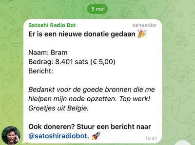 Here’s how a donation (in Dutch) looks in the public community channel